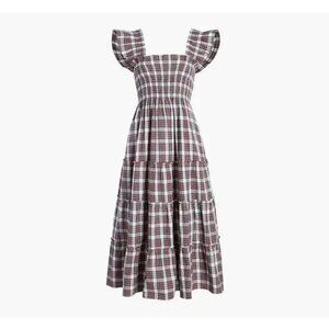 Hill House Checkered Midi Dress - Purple and White